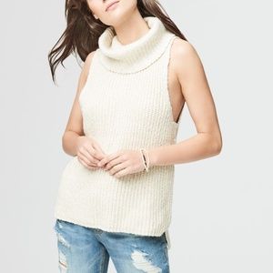 Aeropostale Fall Winter Beige Cream Turtleneck Knit Sweater Vest Women's Size S